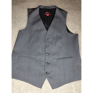Awearness Kenneth Cole Suit Vest Wool Blend Large‎ Gray Casual 5 Buttons Tieback